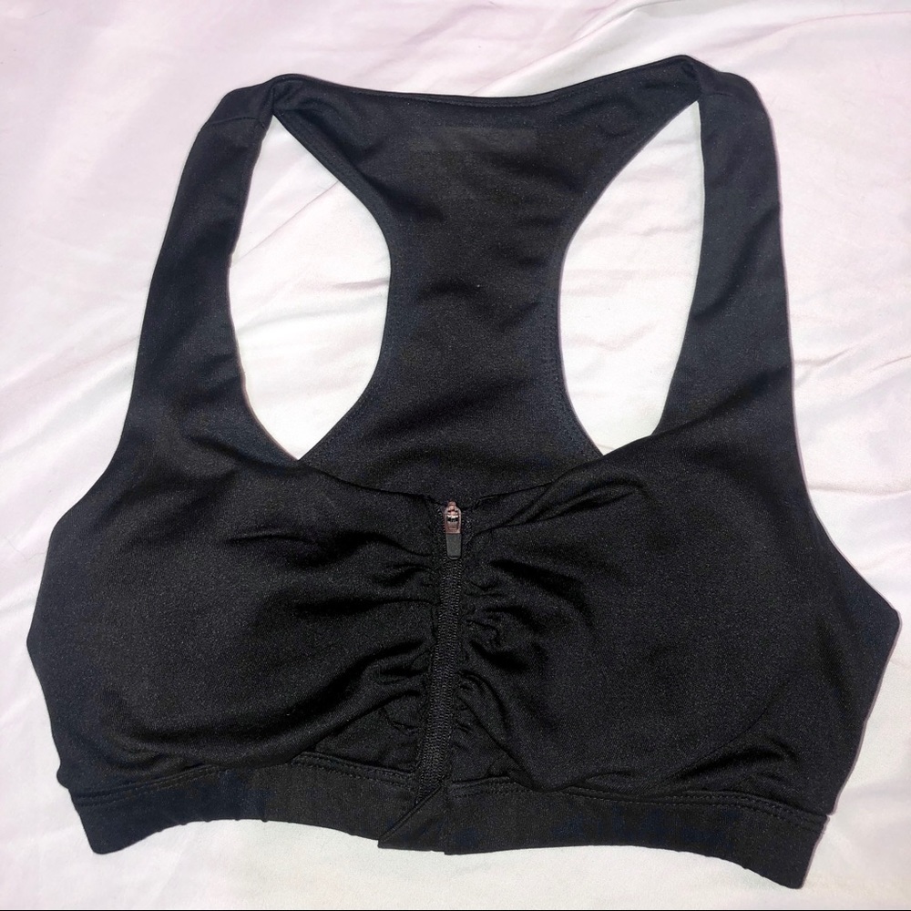 Black Zip Up Sports Bra